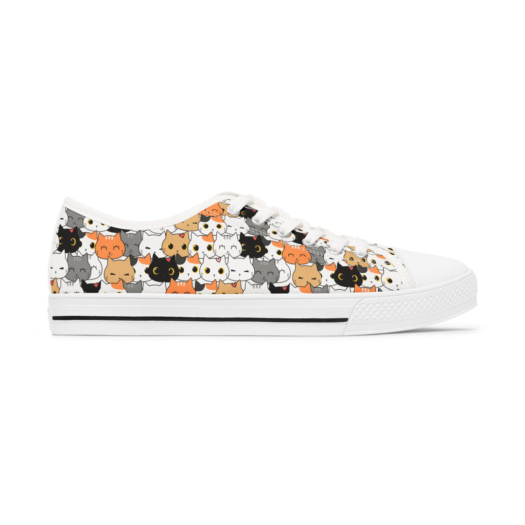 Cute Cat Print Women's Low Top Sneakers - Comfortable Casual Footwear