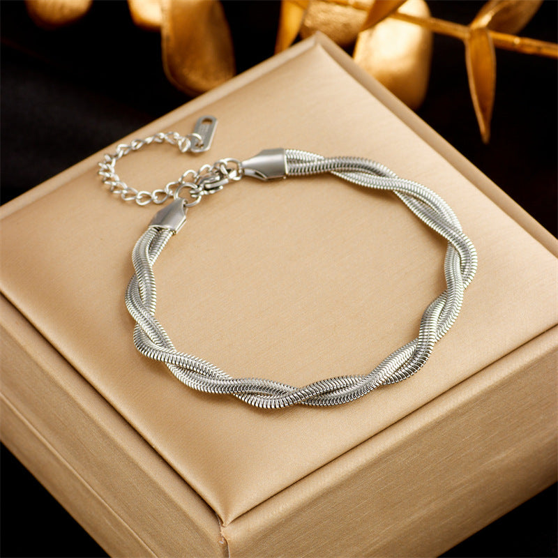 Stainless Steel Gold Plated Punk Fashion Double Layer Bracelet