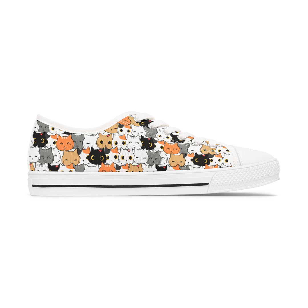 Cute Cat Print Women's Low Top Sneakers - Comfortable Casual Footwear