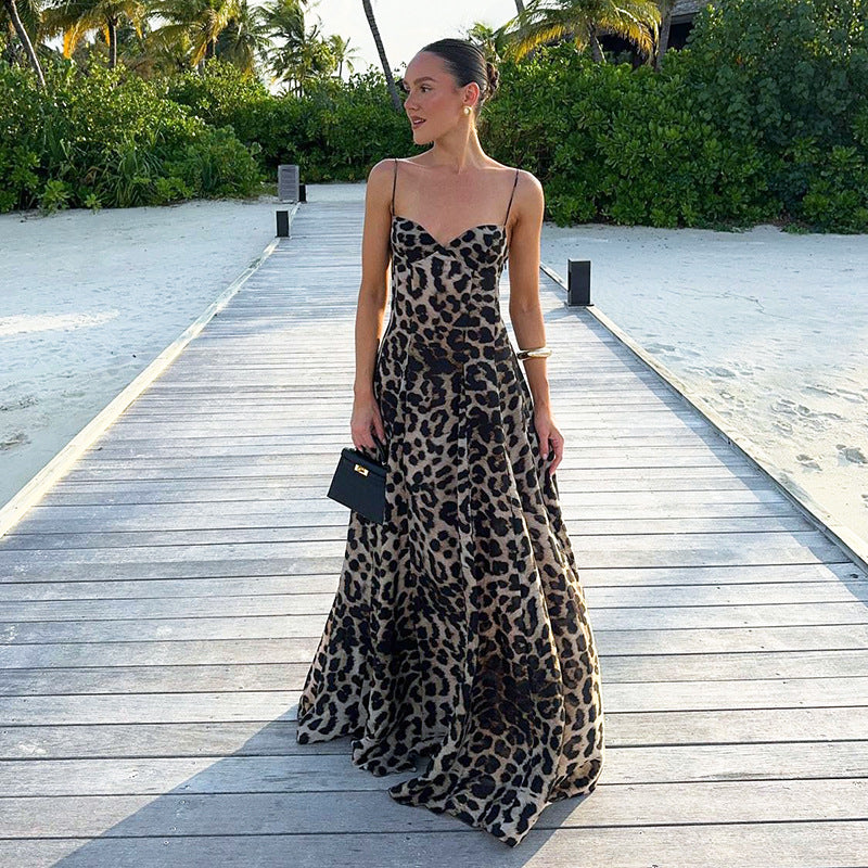 Sexy leopard print camisole dress