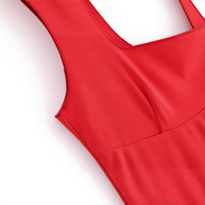 Solid color sleeveless camisole MIDI dress for women