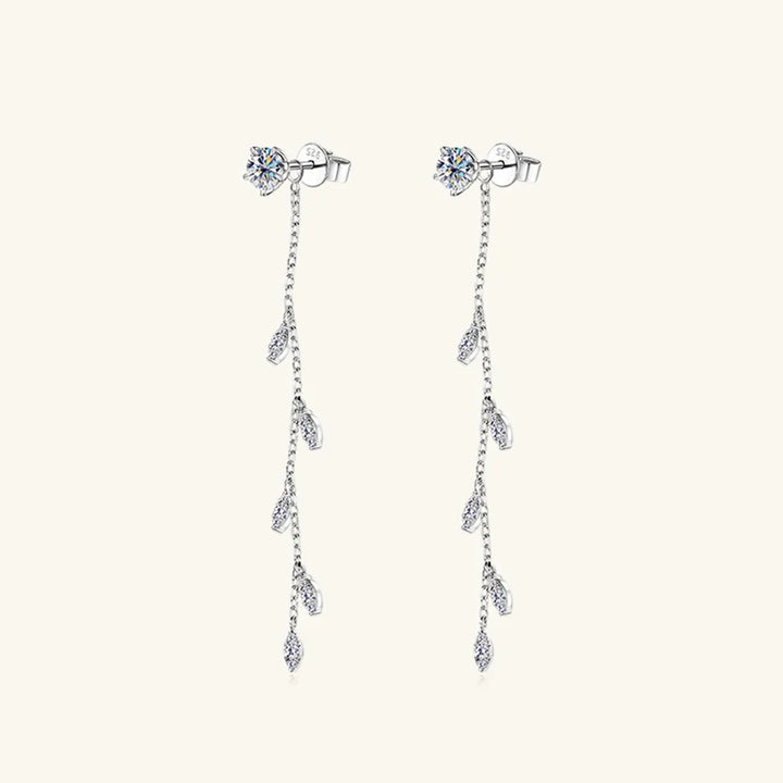1.38 Carat Moissanite 925 Sterling Silver Leaf Earrings
