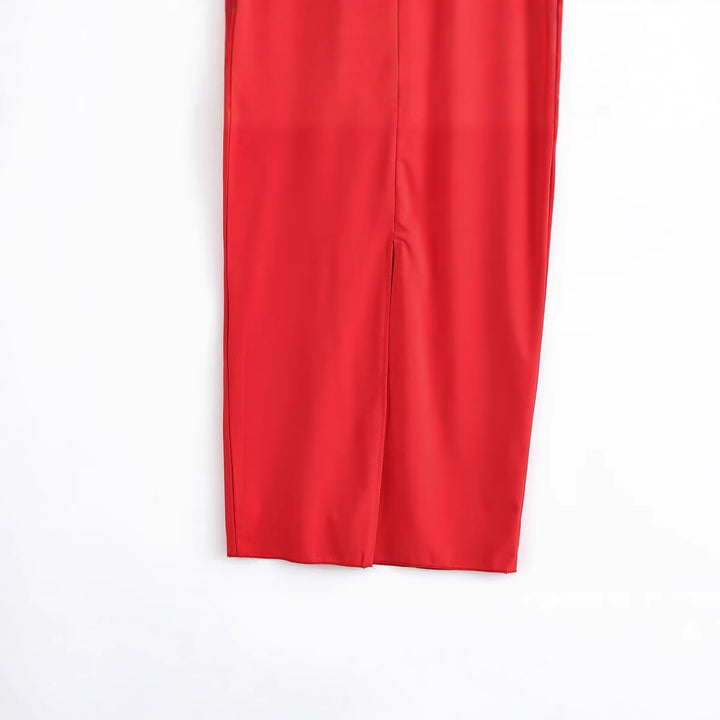 Solid color sleeveless camisole MIDI dress for women