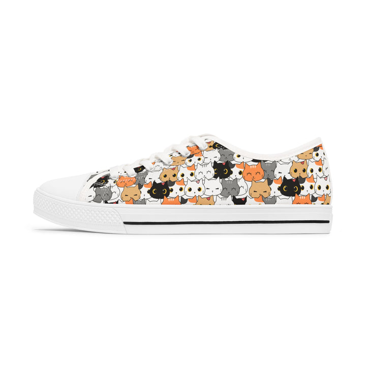 Cute Cat Print Women's Low Top Sneakers - Comfortable Casual Footwear