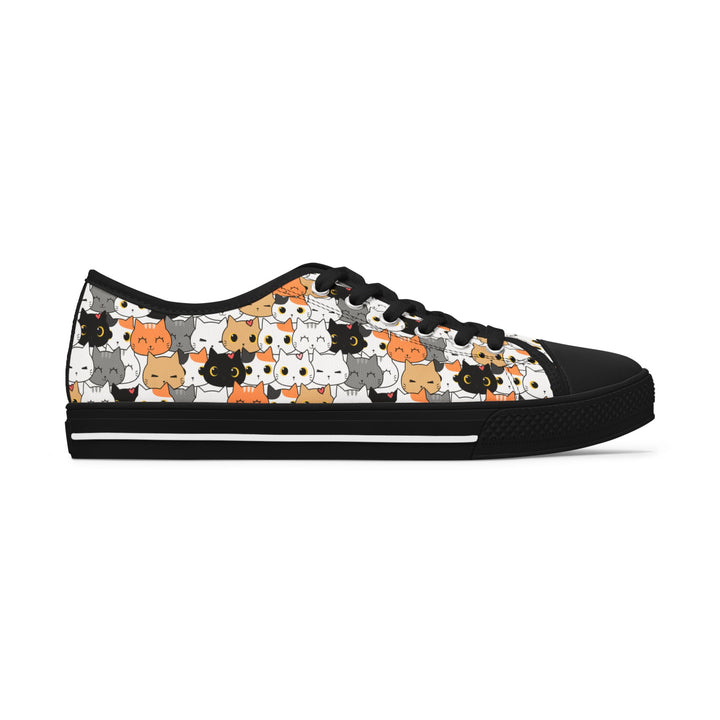 Cute Cat Print Women's Low Top Sneakers - Comfortable Casual Footwear
