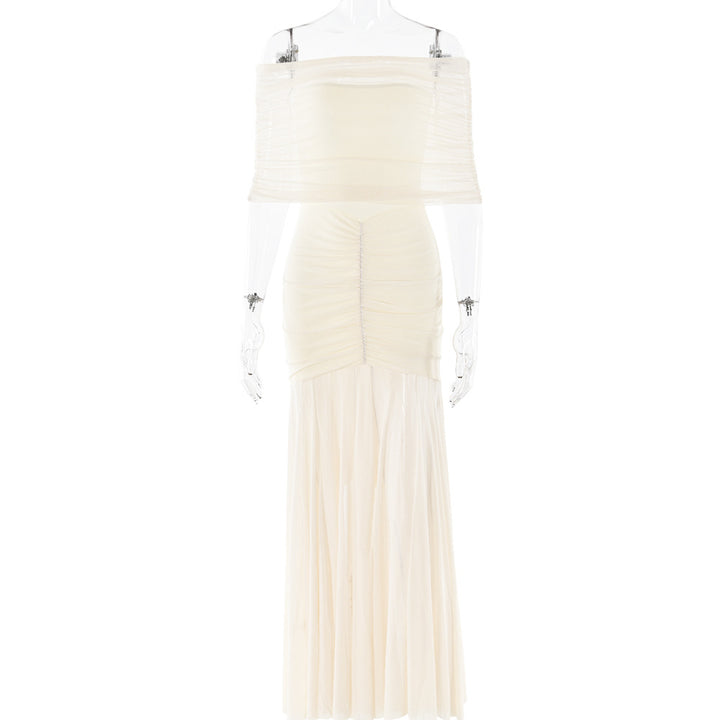 European and American style strapless patchwork backless slim fit long dress sexy and fashionable dress