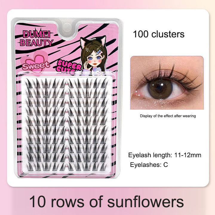 Large-capacity self-grafting eyelashes cartoon pure desire simulation natural single cluster butterfly girl 10 rows of sunflower