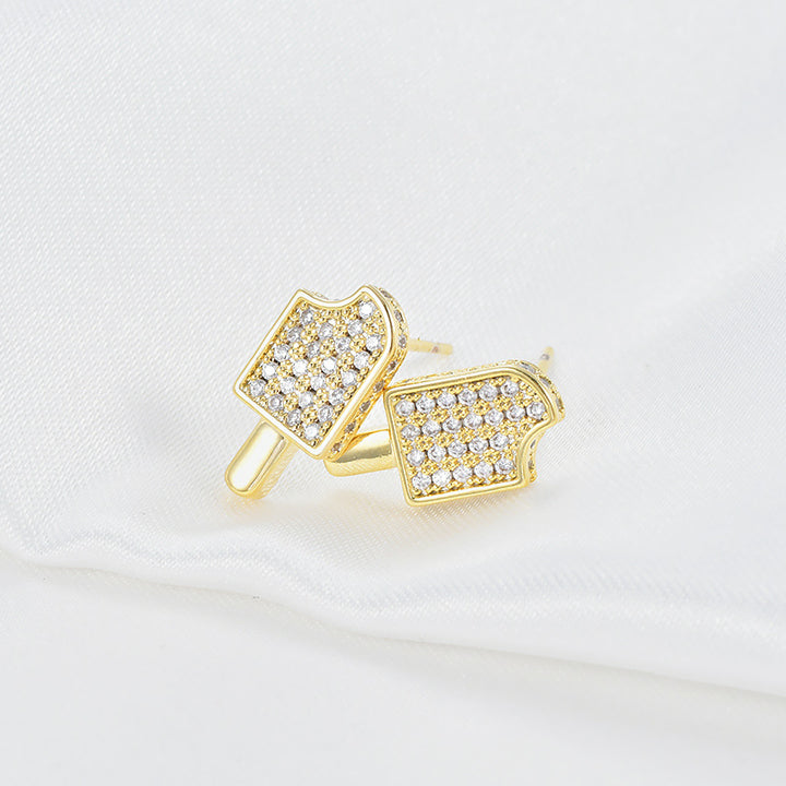Temperament Earrings Female S925 Silver Needle Niche Design Ice Cream Earrings Personality Net Red Female Earrings