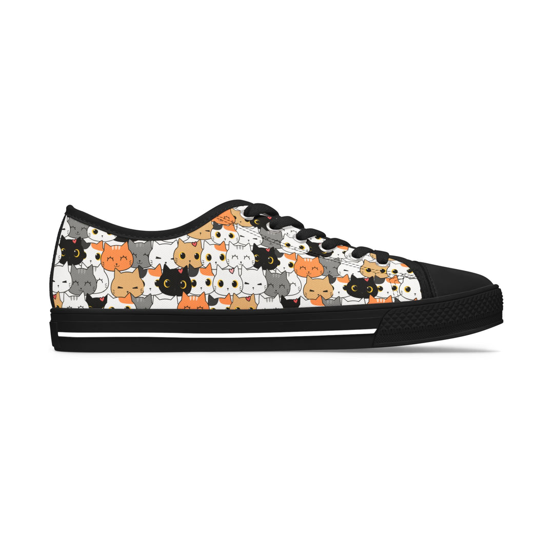 Cute Cat Print Women's Low Top Sneakers - Comfortable Casual Footwear