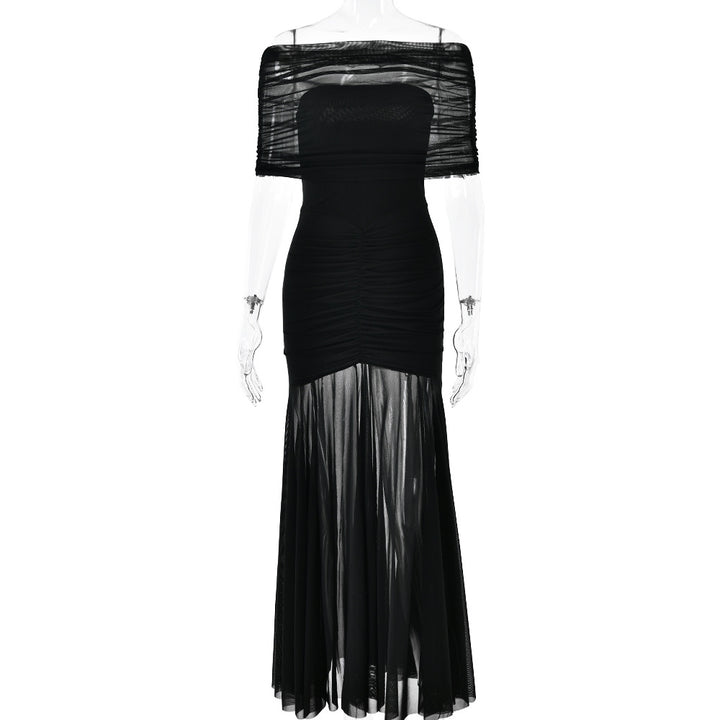 European and American style strapless patchwork backless slim fit long dress sexy and fashionable dress