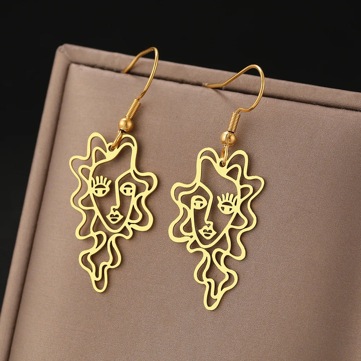 Stainless Steel Pendant Drop Earrings