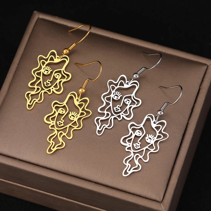 Stainless Steel Pendant Drop Earrings