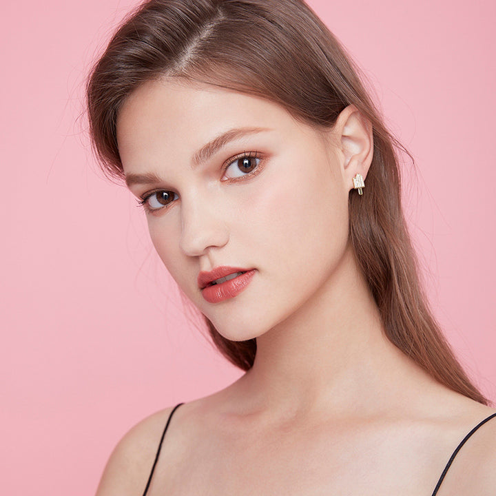 Temperament Earrings Female S925 Silver Needle Niche Design Ice Cream Earrings Personality Net Red Female Earrings
