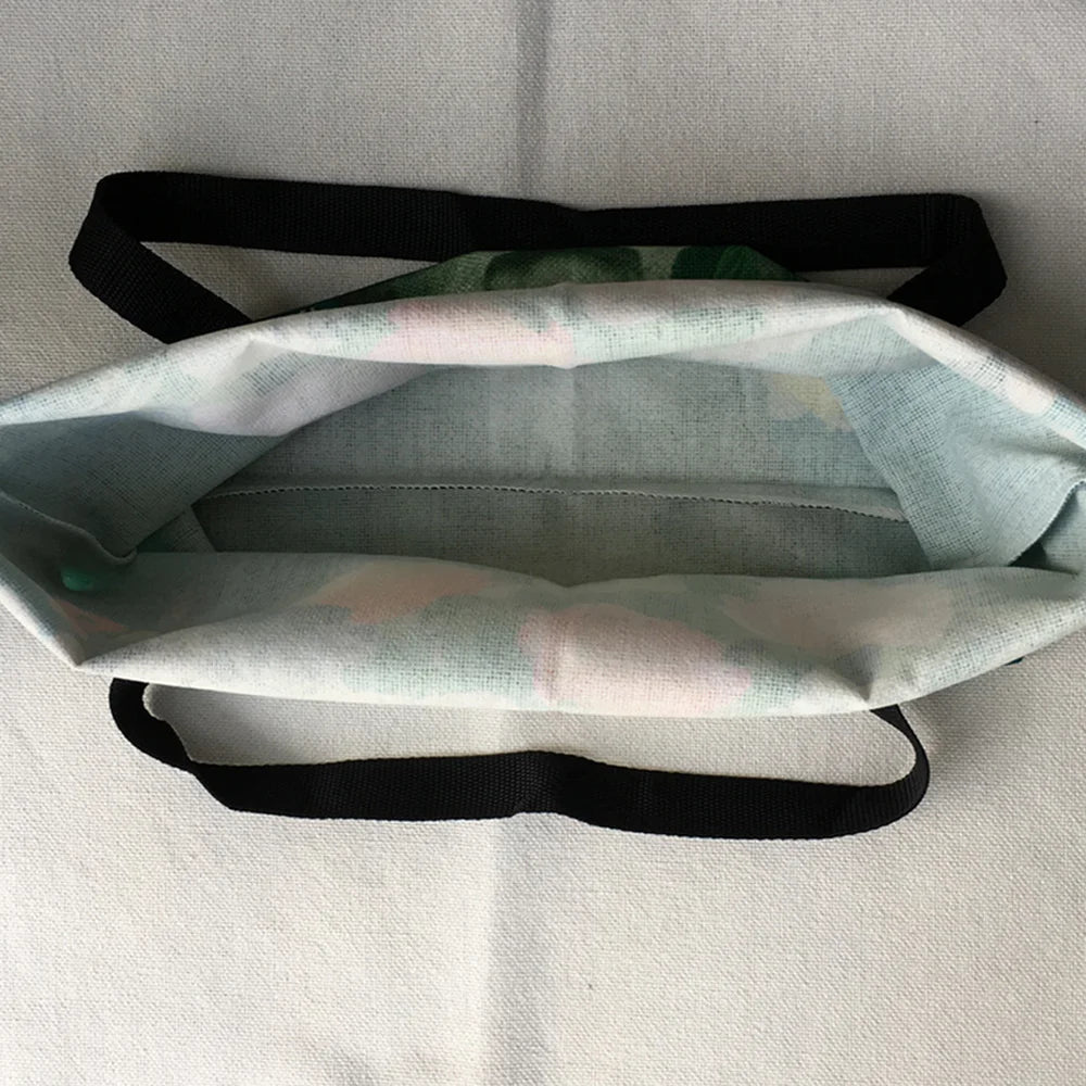 Super Fresh Style Women Lady Casual Shoulder Bag Tropical Green Plant Leaf Painting Handbag Daily Easy Carry Folding Linen Totes