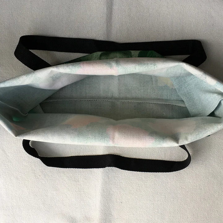 Super Fresh Style Women Lady Casual Shoulder Bag Tropical Green Plant Leaf Painting Handbag Daily Easy Carry Folding Linen Totes