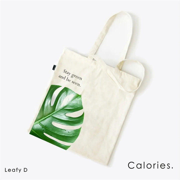 MINISO Tropical Green Plant Simple Canvas Bag Women Fashion green leaf casual large capacity shoulder bag Reusable shopping bag