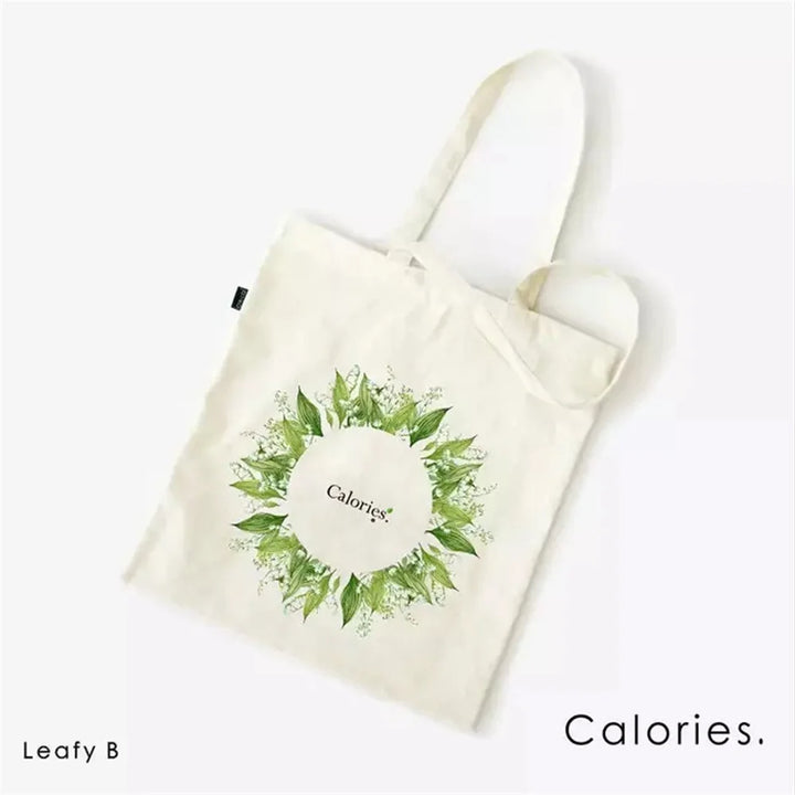 MINISO Tropical Green Plant Simple Canvas Bag Women Fashion green leaf casual large capacity shoulder bag Reusable shopping bag