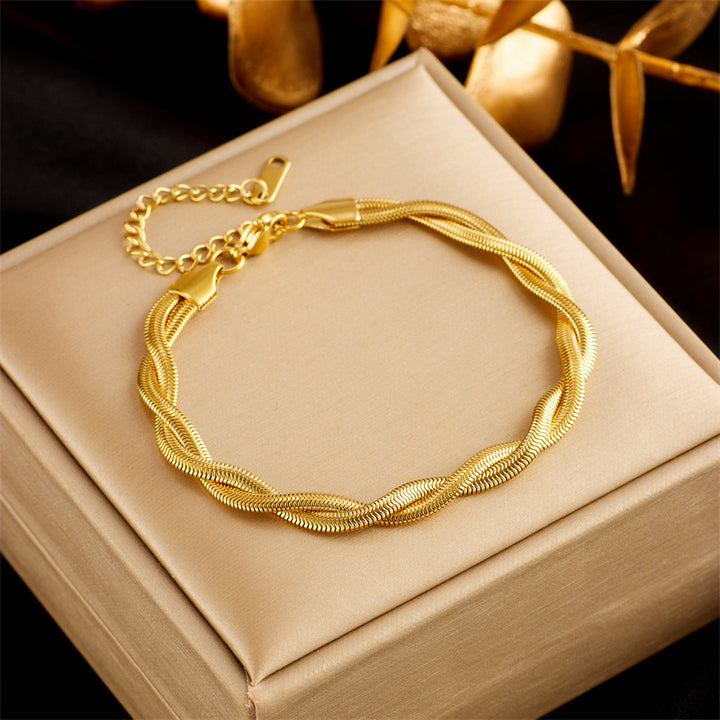 Stainless Steel Gold Plated Punk Fashion Double Layer Bracelet